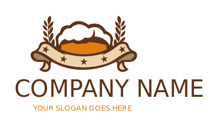 brewery logo frothy beer in ribbon banner