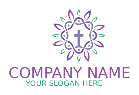 religious logo cross in mandala flower