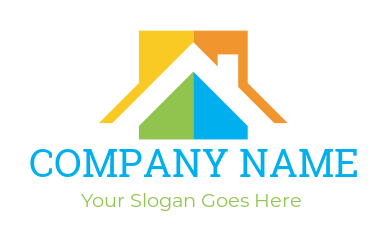 real estate logo roof chimney in colorful square