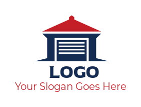 construction logo garage door with gable roof