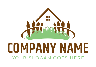 landscape logo garden with fence and house