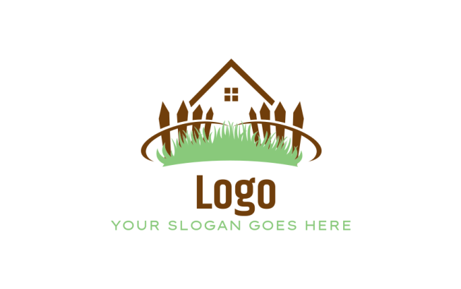 landscape logo garden with fence and house