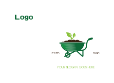 landscaping logo wheelbarrow with dirt and plant