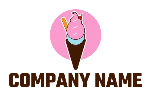 restaurant logo gelato cone with cherry wafer