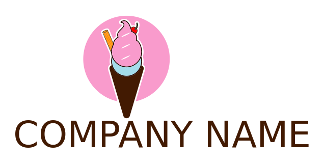 restaurant logo gelato cone with cherry wafer