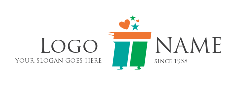 gift shop logo icon box with hearts and stars