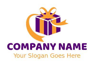 gift shop logo box with stripes and ribbons