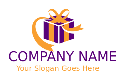 gift shop logo box with stripes and ribbons
