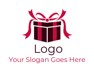 gift shop box with stripes and ribbons logo editor