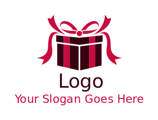 gift shop logo box with stripes and ribbons
