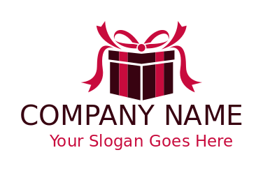 gift shop logo box with stripes and ribbons