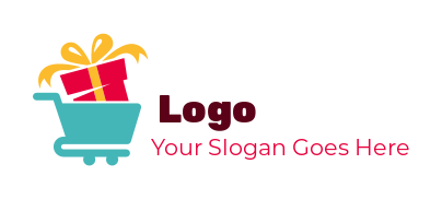 gift shop logo cart containing box with ribbons
