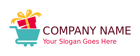 gift shop logo cart containing box with ribbons