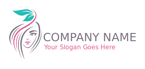 beauty logo maker girl face incorporated with leaf 