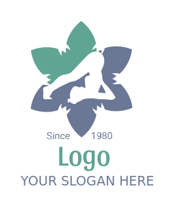 fitness logo girl doing pilates in flower