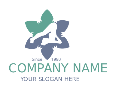 fitness logo girl doing pilates in flower