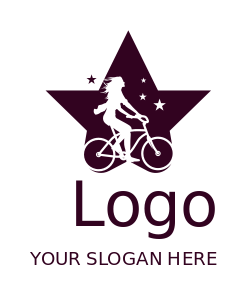 transportation logo girl riding bike in star