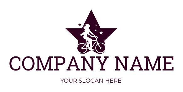 transportation logo girl riding bike in star