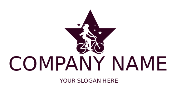 transportation logo girl riding bike in star