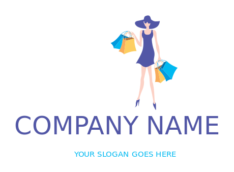 fashion logo maker girl with shopping bags - logodesign.net