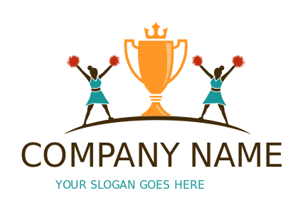 entertainment logo trophy between cheering girls