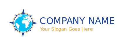 tour guide logo globe merged with compass