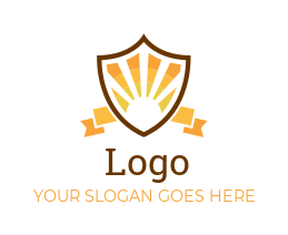 education logo maker glow sun in shield - logodesign.net
