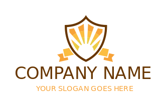 education logo maker glow sun in shield - logodesign.net