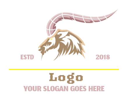animal logo side profile goat head long horns