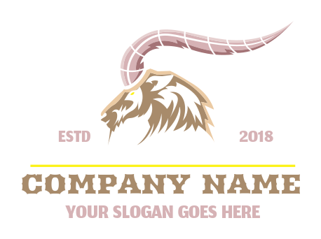 animal logo side profile goat head long horns