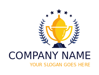 education logo golden cup with wreath and stars