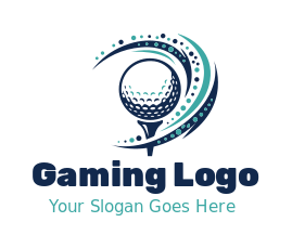 golf ball with swoosh and dots around