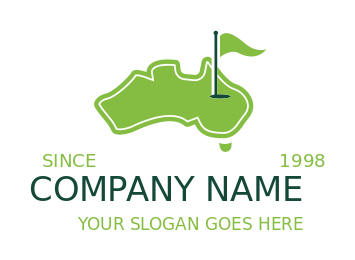 sports logo icon golf flag on grass patch