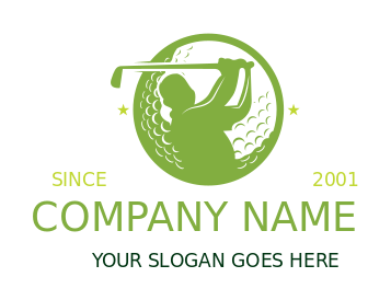 golf logo PNG player with club in golf ball