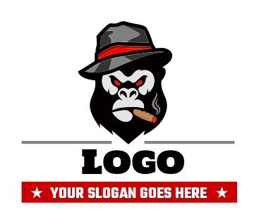 animal logo gorilla with hat smoking cigar
