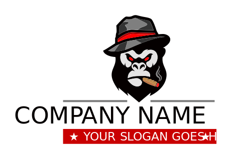 animal logo gorilla with hat smoking cigar