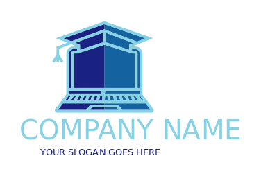 education logo graduation hat on laptop