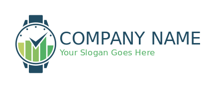 finance logo graph bars with tick mark in watch