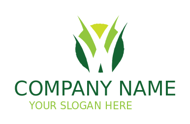 alphabet logo grass forming Letter W