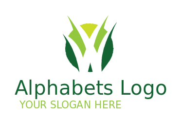 alphabet logo grass forming Letter W