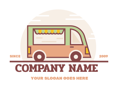 transportation logo green and beige food truck