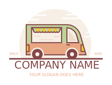 transportation logo green and beige food truck