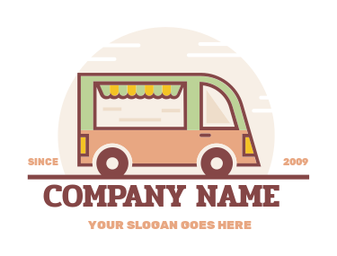 green and beige food truck logo template