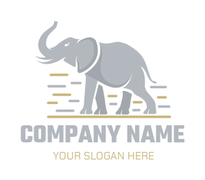 Generate a logo of grey elephant with line art