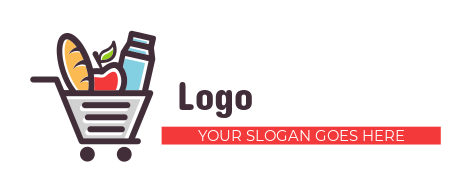 grocery store logo items in a shopping cart