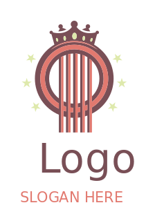 music logo vector guitar head with crown