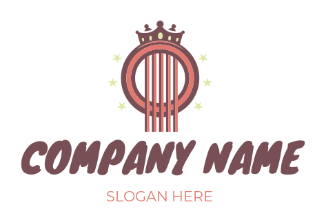 music logo vector guitar head with crown
