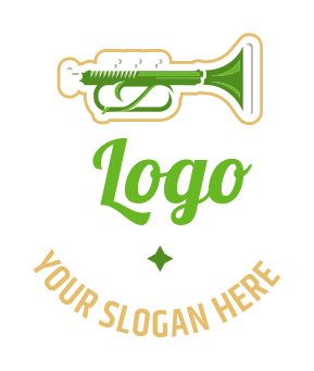 entertainment logo gun shape of blowing horns