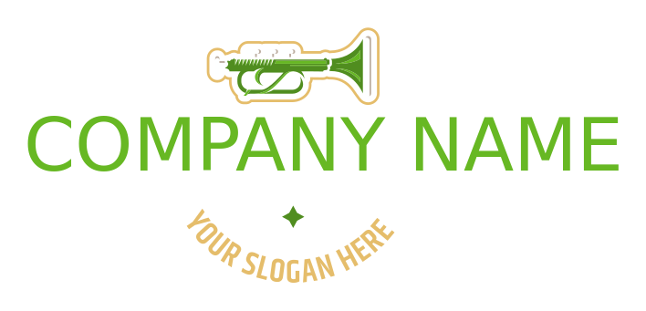 music logo gun shape of blowing horns