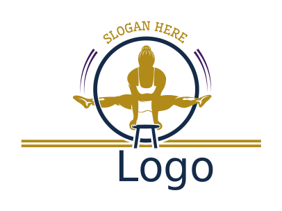 fitness logo gymnast on bar inside circle